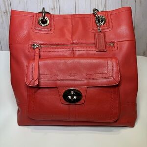 Coach Hampton Turnlock North South Leather Satchel